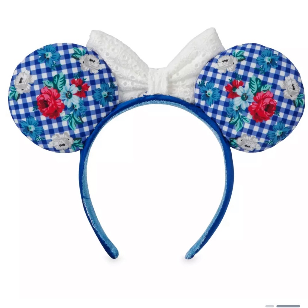 Floral Minnie ears with white bow!